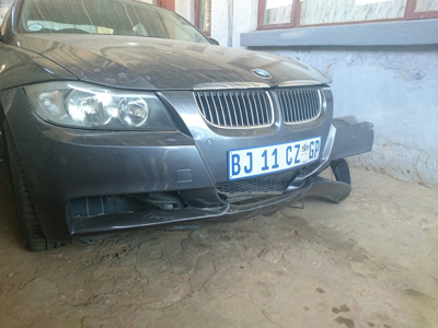 Damaged accident car in South Africa