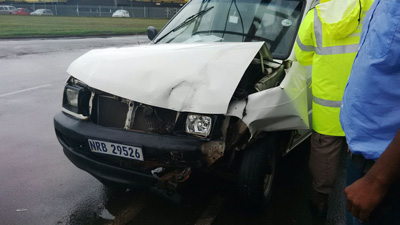 Damaged accident car in South Africa