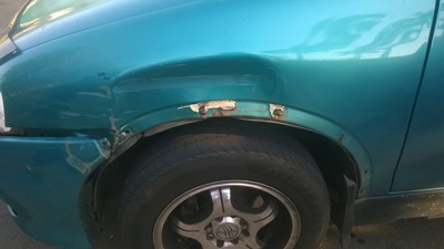 Damaged accident car in South Africa